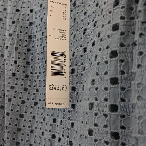 Elie Tahari Blue Eyelet Skirt - Picture 5 of 6